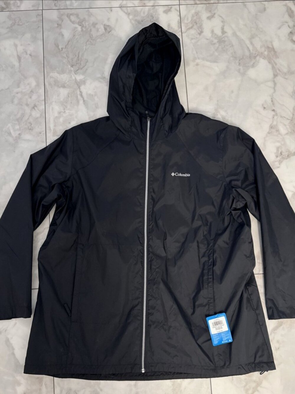 Columbia Rain Jacket Womens 3X Switchback Black Lined Long Regular Hooded NEW